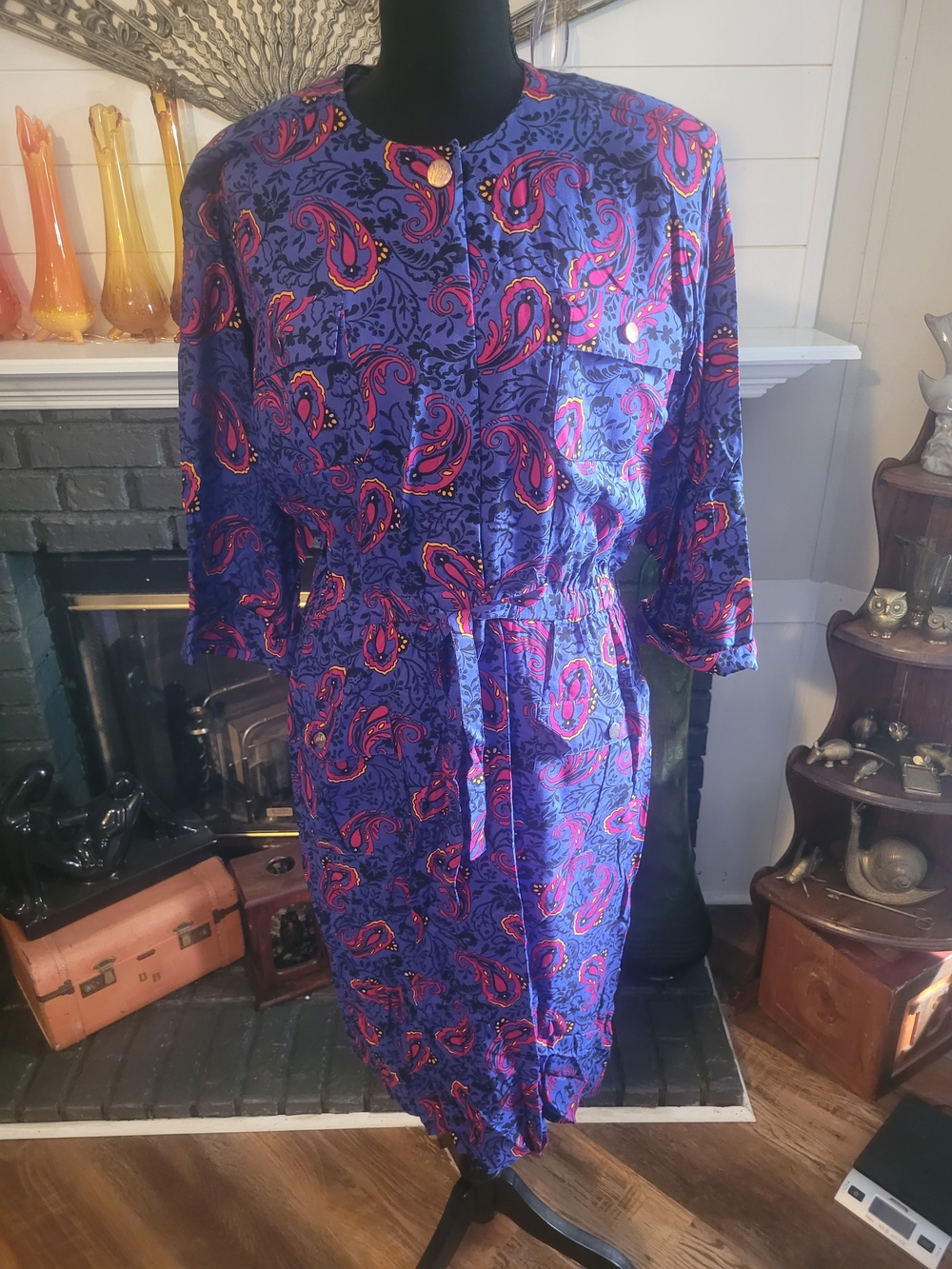 Vintage Paisley Print Dress
